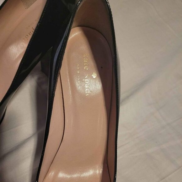 Kate Spade Pixanne Too Black Patent Leather Block Heel - Picture 3 of 6